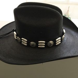 Nadim Silver Plated Concho
Black Braided Leather Hatband
(Hat not included)